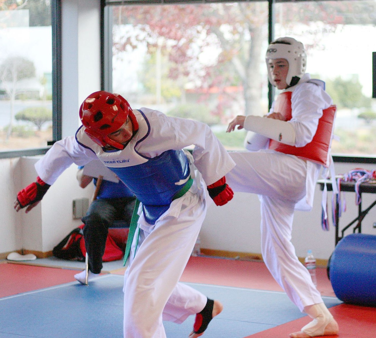 Taekwondo students sparring at Twyman Tae Kwon Do Academy